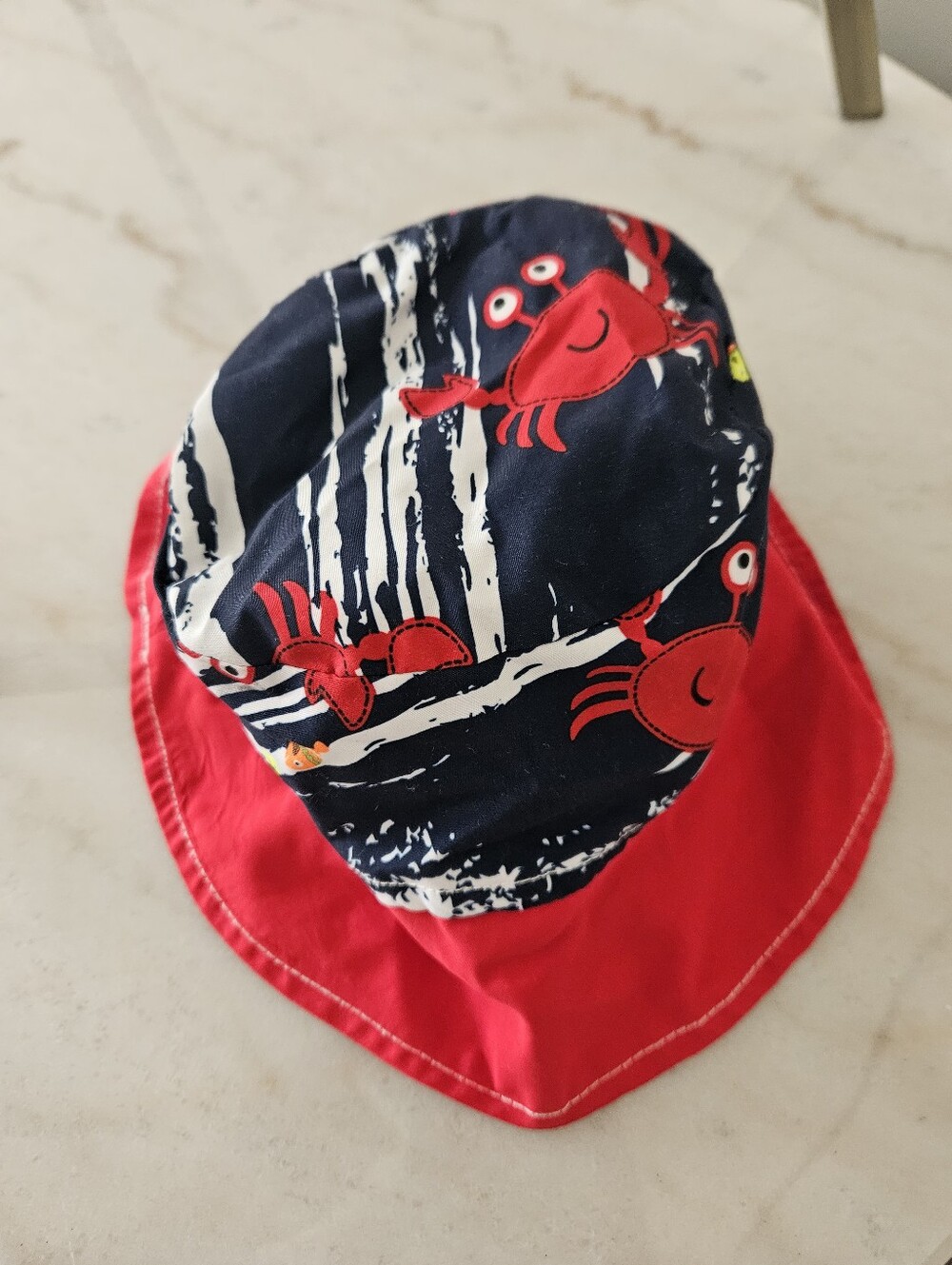 Navy & Red Crab Print Bucket Hat 18 months